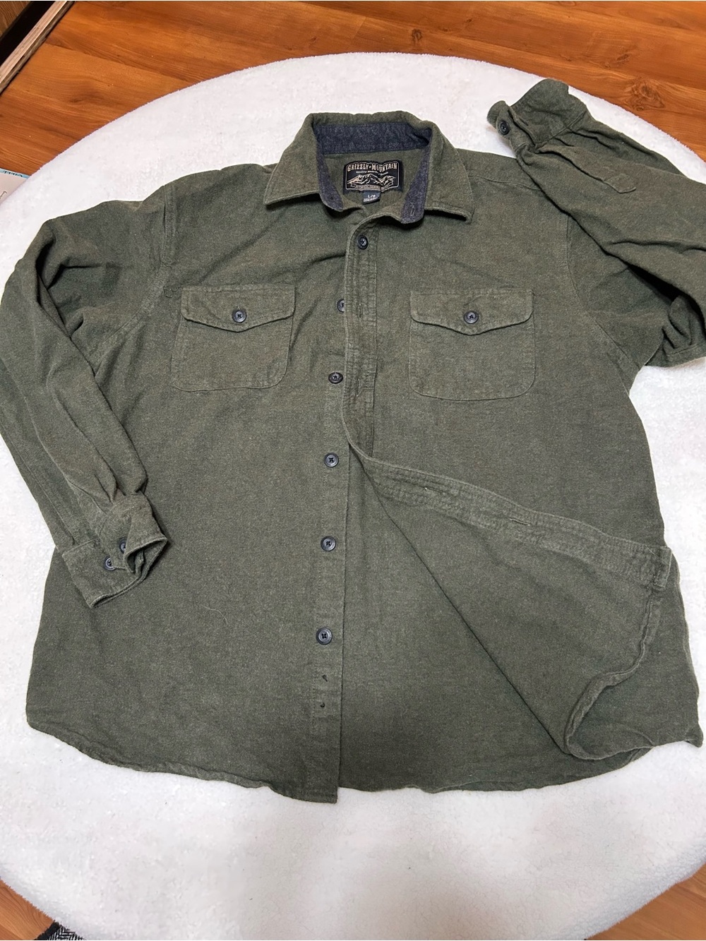 Men's Olive Green Shirt Jacket with Quilted Collar